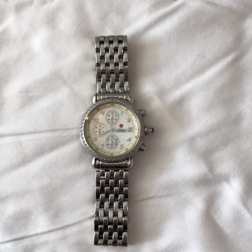 Michele Original Diamond Chrono Pearl Stainless